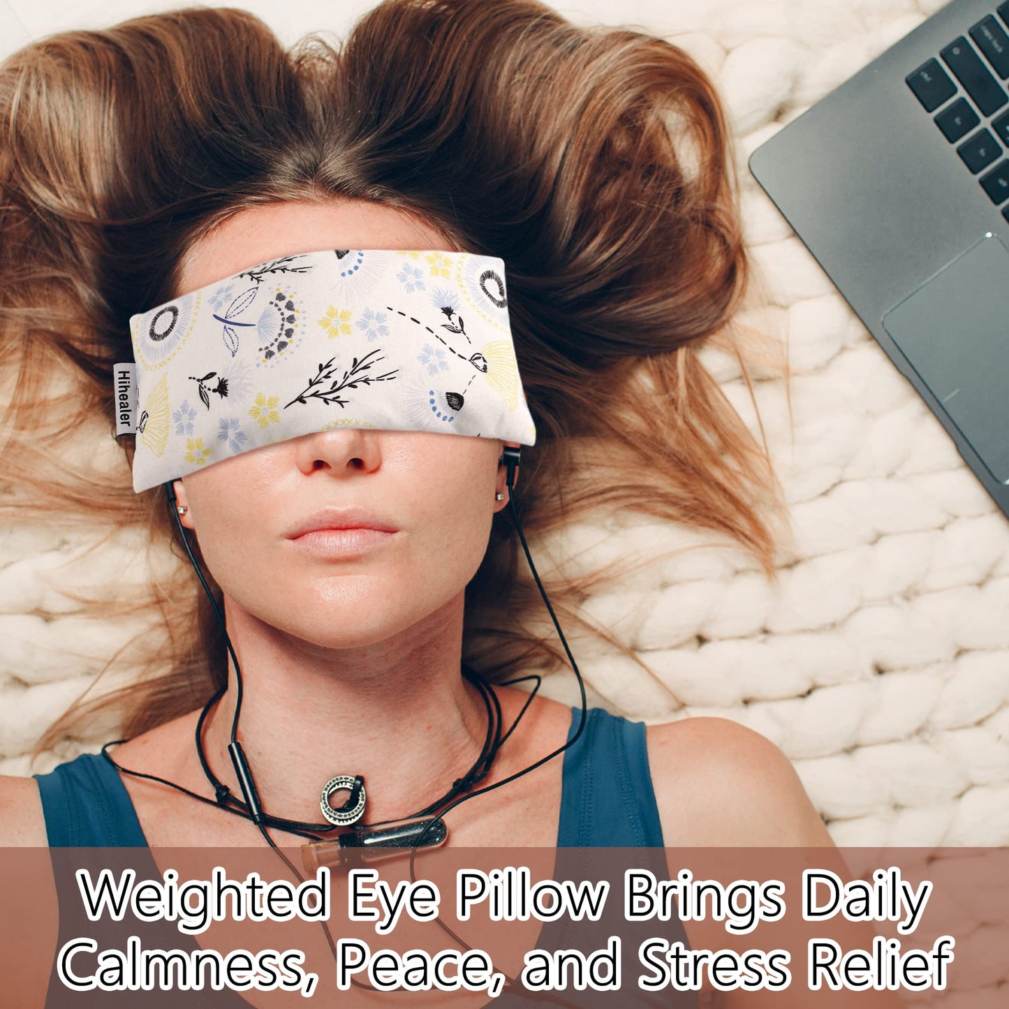 Lavender Eye Mask for Sleeping - Weighted Eye Pillow Heated for Headache, Sinus, Dry Eyes Relief, Moist Heat Eye Compress for Yoga, Meditation - Relaxation Gifts for Women