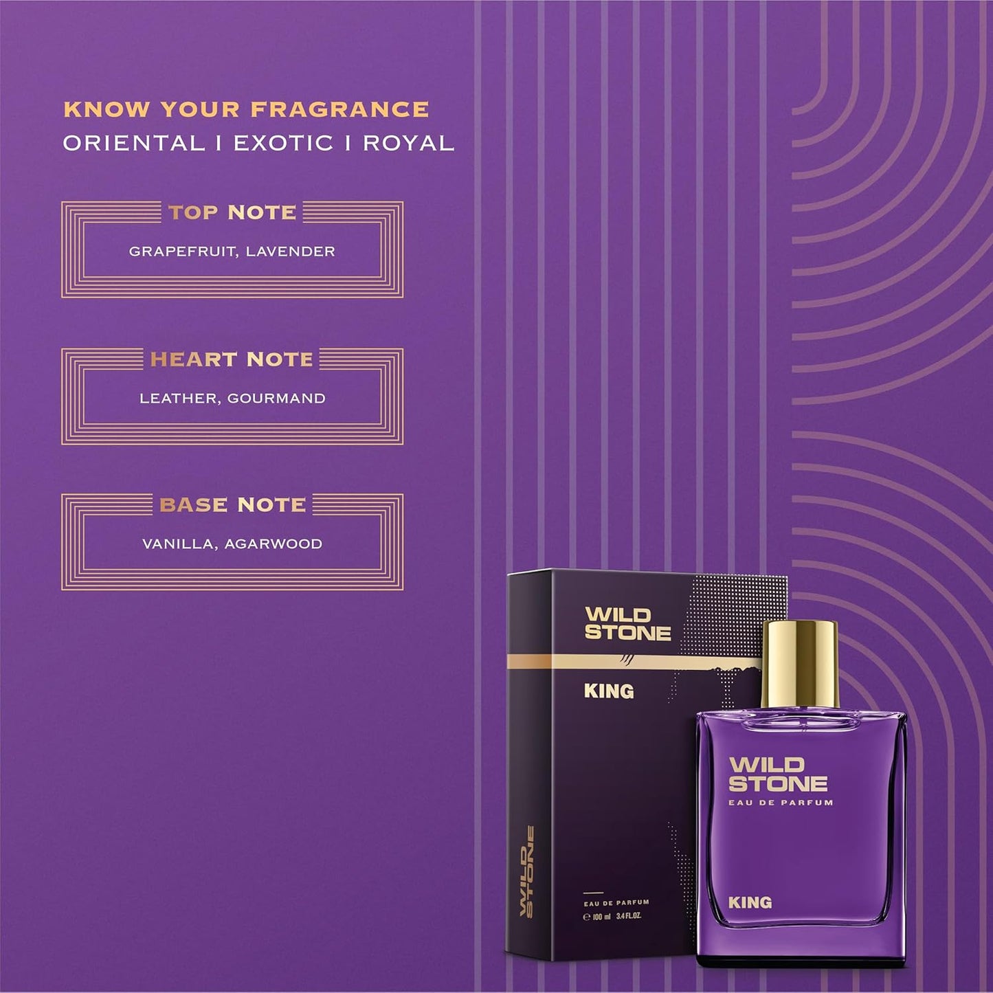 Wild Stone King Eau De Parfum - Luxury Men's Fragrance | 3.38oz | Intense & Long-Lasting Scent