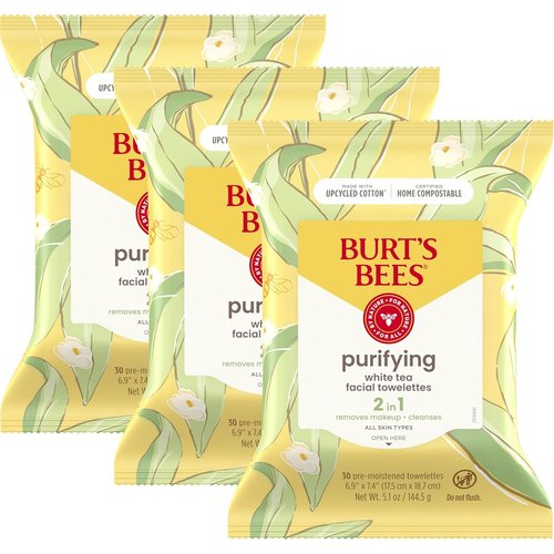 Burt's Bees Face Wipes - Hydrating Makeup Remover for All Skin Types | 30 Ct. (3-Pack)