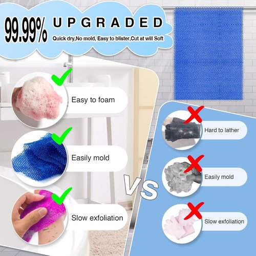 African Net Sponge | 4-Piece Exfoliating Shower Loofah Set for Gentle Cleansing & Daily Use