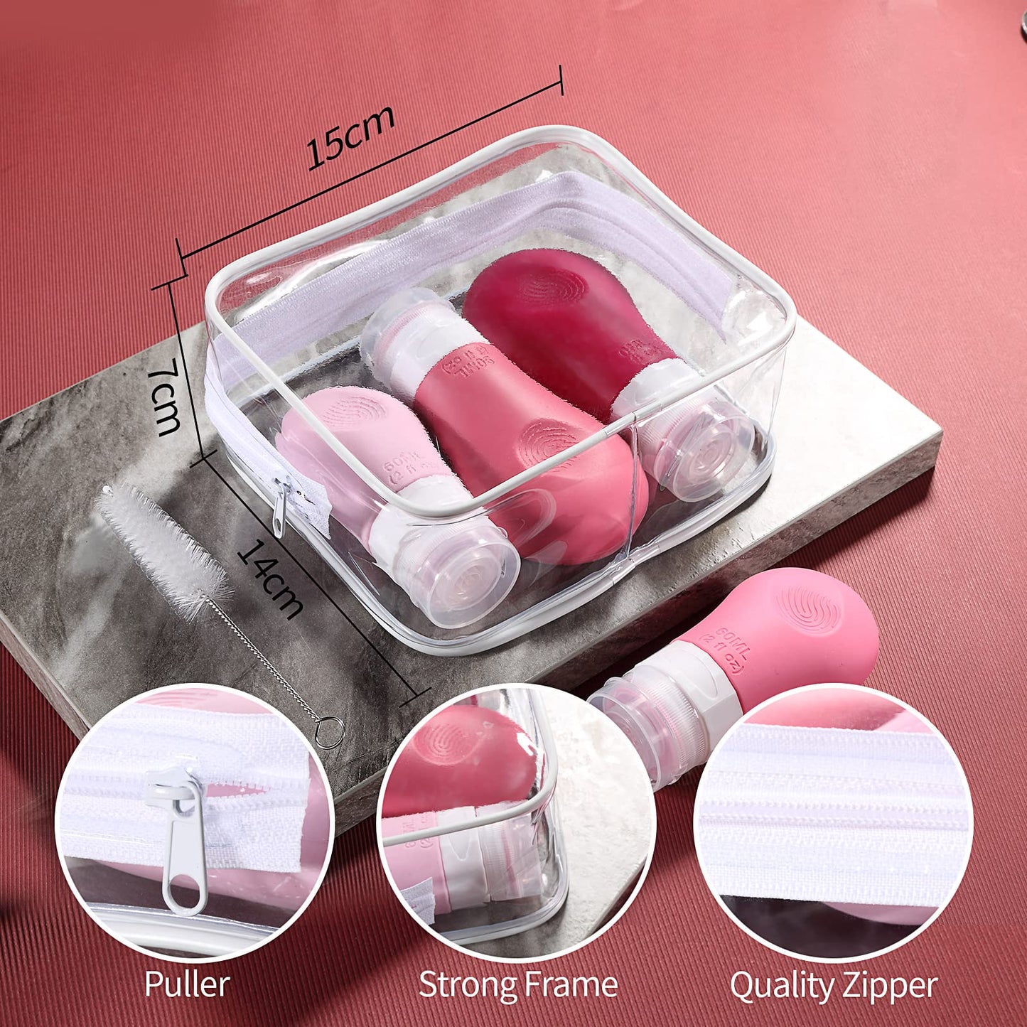 Gemice 16 Pack Travel Bottles Set for Toiletries,TSA Approved Travel Size Containers Leak Proof Silicone Squeezable Tubes Travel Accessories 2oz 3oz for Shampoo Conditioner Lotion Body Wash