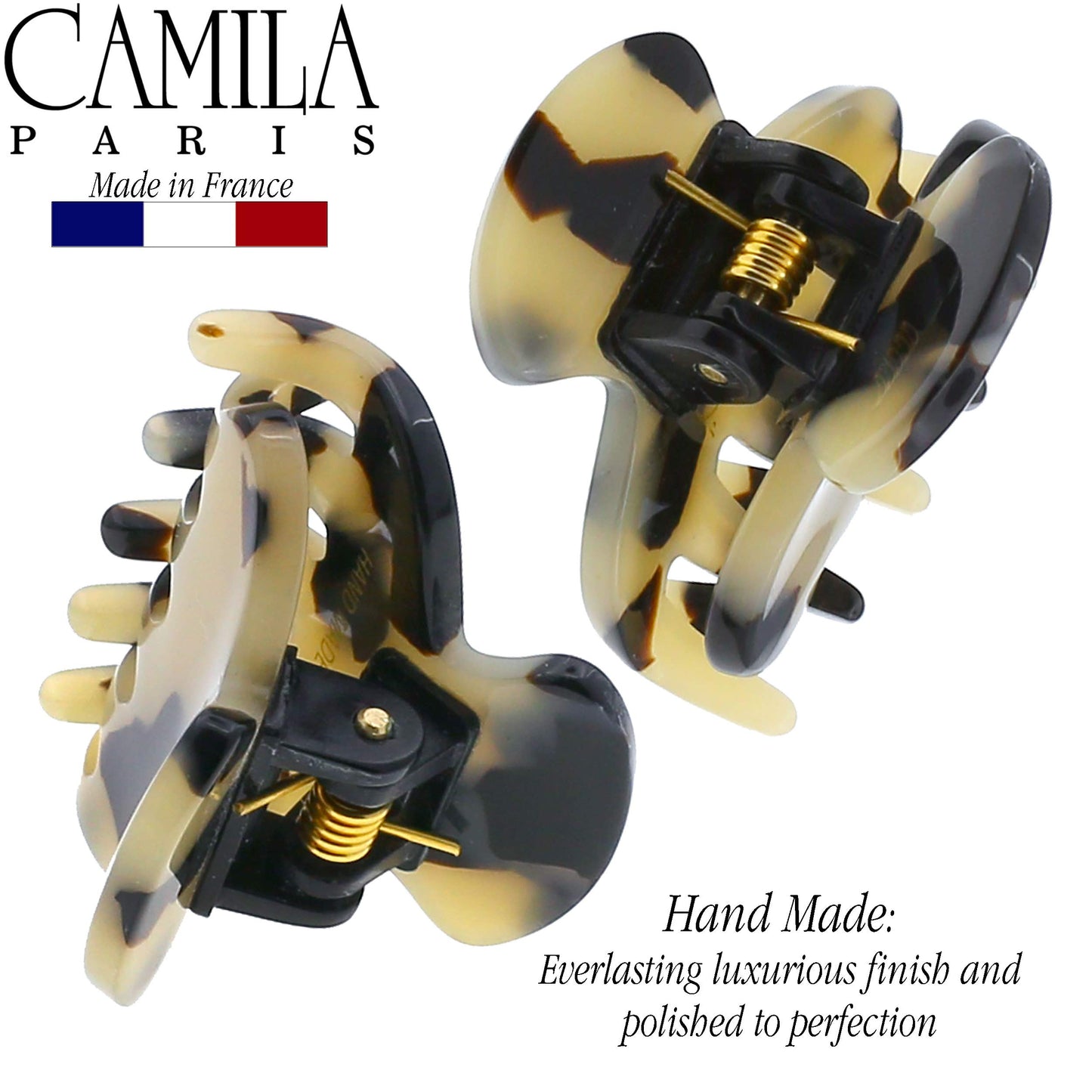 Camila Paris CP3066 French Hair Clip for Women, Handmade, Ivory Tokyo, Small, Girls Hair Claw Clips Jaw, Durable Styling Hair Accessories for Women, Strong Hold Grip, Made in France