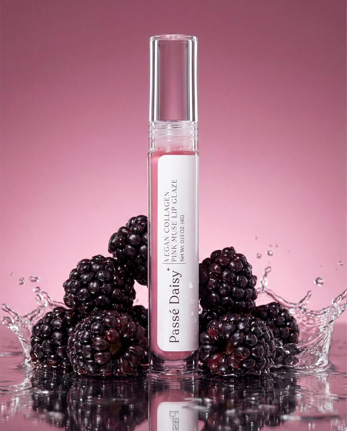 Skiennix Vegan Collagen Lip Glaze Balm - Pink Muse Full-Size Silky Sheer Gloss for Hydrating Shine | Sulfate & Paraben Free