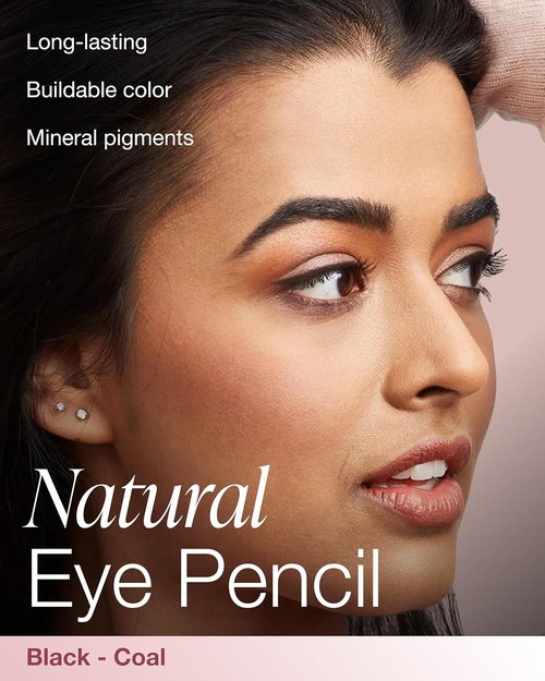 Mineral Fusion Eye Pencil - Black Coal Eyeliner with Chamomile & Vitamin E | Smooth, Long-Lasting, Hypoallergenic