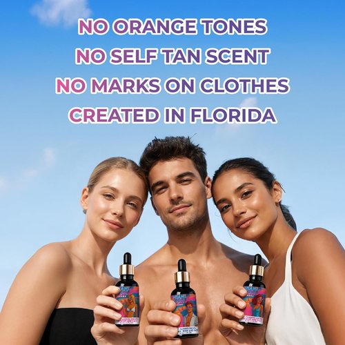 Miami Sun Stage Self Tanning Drops - Hydrating Medium to Dark Tan for Face & Body - 1 fl oz