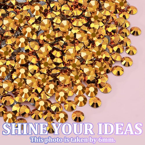 25000Pcs Resin Rhinestones for Crafting, Mine Gold 2-6mm Mixed Sizes Non Hotfix Flatback Gems with 1Pcs Glue, Bedazzling Crystal for DIY Craft Clothing Mugs Tumblers Shoes Fabric Decor Nail Art