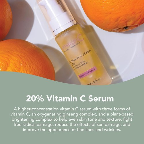 EmerginC 20% Vitamin C Facial Serum - Extra Strength Anti-Aging Formula with Micro-Encapsulated Spheres (1 Ounce)