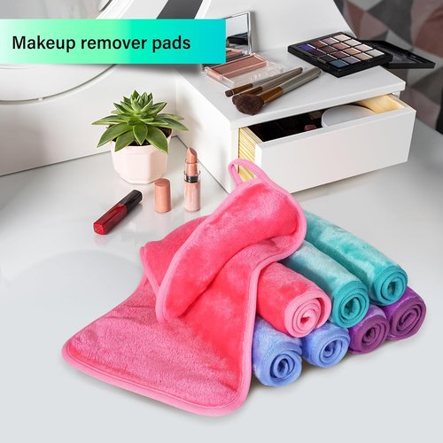 Nugilla Makeup Remover Cloths - 8 Pack Reusable Soft Microfiber Face Towels for Women