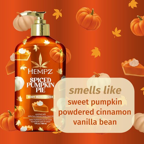 Hempz Spiced Pumpkin Pie Body Moisturizer - Limited Edition Fall Lotion for All Skin Types | 17 fl. oz.