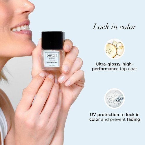 butter LONDON Shine UV Top Coat Nail Polish - Quick-Drying, Glossy Finish with UV Protection - Sheer Coverage