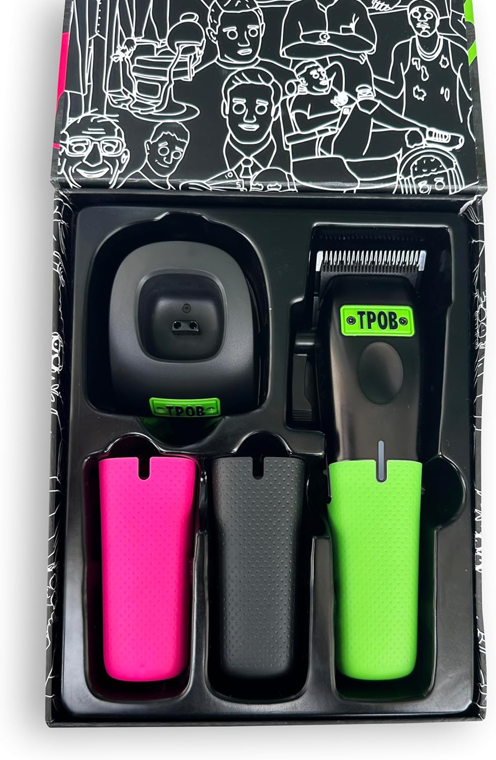 TPOB Barber Hair Clippers for Men - 7500 RPM Performance with Rubber Grips | Black/Green/Pink