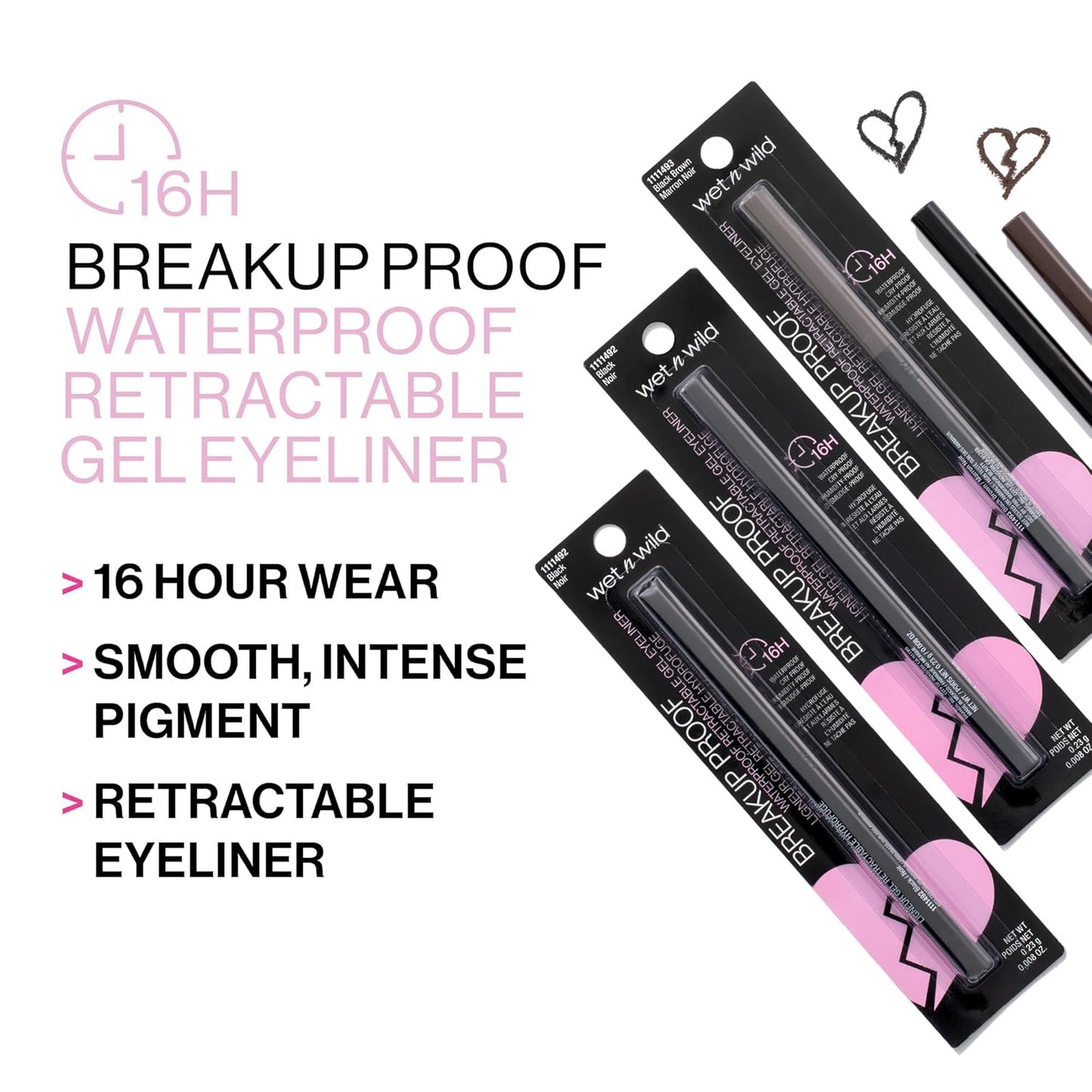 Wet n Wild Mega Last Gel Eyeliner - Waterproof, Ultra Pigmented, 16-Hour Smudge-Proof | Charcoal