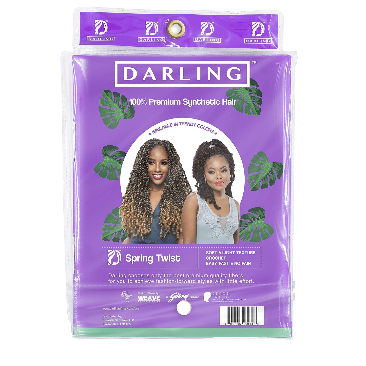 Darling Spring Twist 2X Crochet Hair Extensions (1 Pack, 2 per pack), Bomb Twist, Natural and Soft Texture, Black Afro curly 2X per Pack, 24 Inch, #1