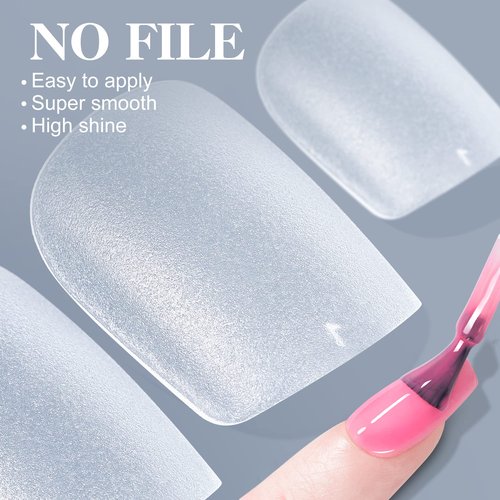 Gelike ec Extra Short Nail Tips: XS Square Soft Gel Nail Tips Full Cover - 300PCS Square Shaped for Acrylic Nails, Clear Gelly Tips Pre-Buffed PMMA False Press on Nails 15 Sizes, EXTRA SHORT SQUARE