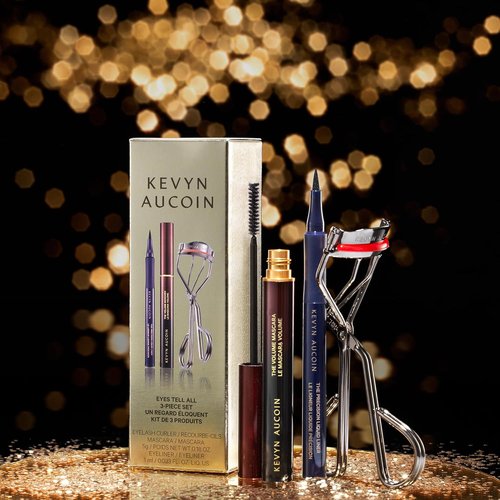 Kevyn Aucoin Eyelash & Liner Set - Professional Curler, Volume Mascara & Precision Liquid Liner in Black