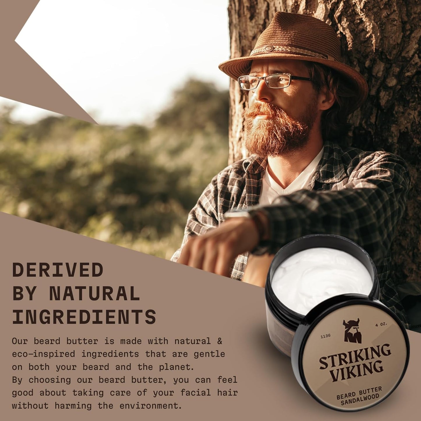 Striking Viking Sandalwood Beard Softener - Non-Greasy Cream for Hydrated, Refreshing Beards (4oz)