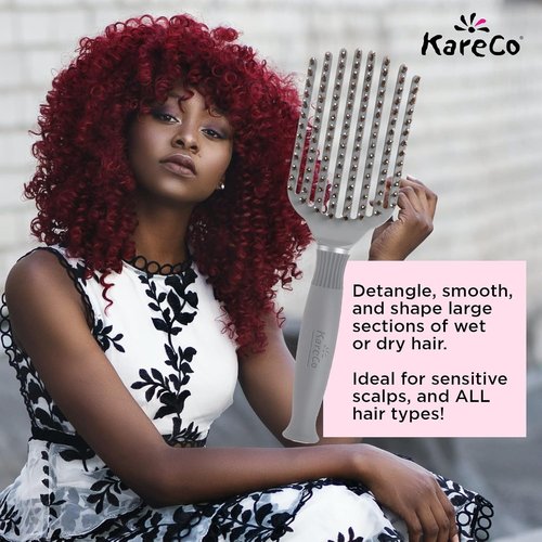 KareCo Tangle Buster Paddle Brush - Flexible Detangler & Styler for All Hair Types | Dual Nylon & Boar Bristles