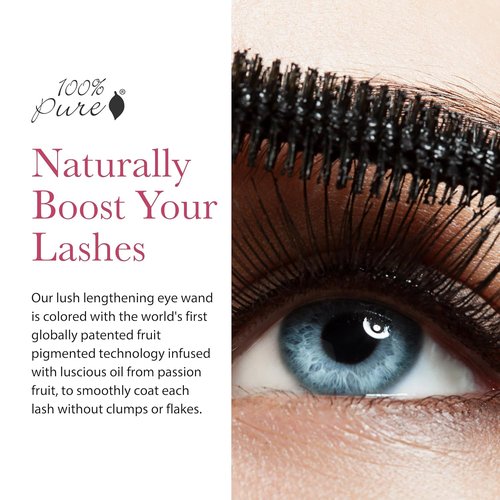 100% PURE Maracuja Oil Mascara - Dramatic Volume & Length, Vegan Dark Chocolate - 0.35 oz