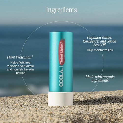 COOLA Organic Liplux Tinted Lip Balm - SPF 30 Sunscreen, Vegan & Gluten-Free Lip Care | 0.15 Oz