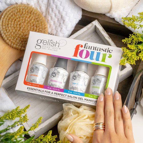 Gelish Fantastic Four Essentials Kit - Long-Lasting, Chip-Free Shine | Complete Professional Manicure System