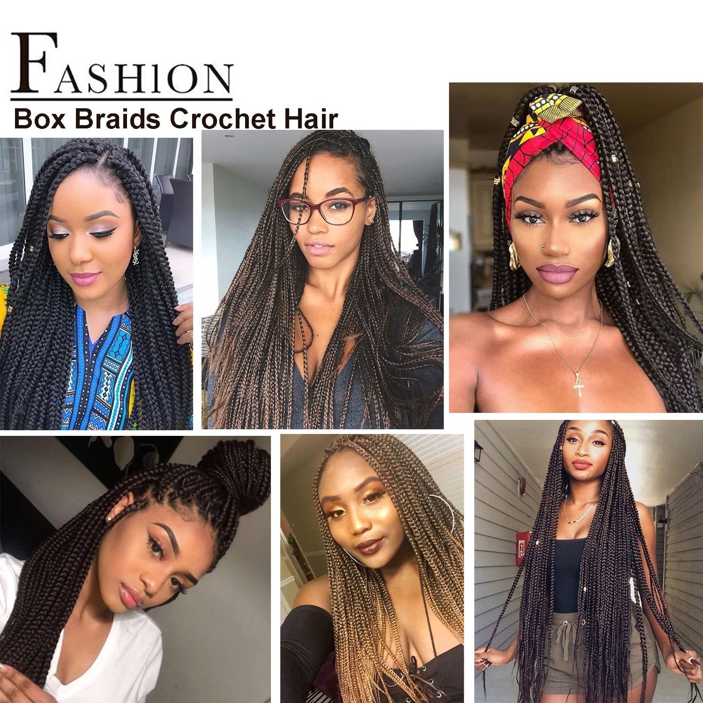 2 Packs 18 Inch 48 Strands Crochet Box Braids Crochet Hair Pre looped Crochet Hair Goddess Braid Hair Crochet Braids for Black Women Braiding Hair (T1b/27)