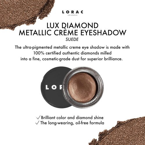 LORAC Lux Diamond Crème Eye Shadow - Metallic Shimmer Powder in Suede Brown for Stunning Eyes