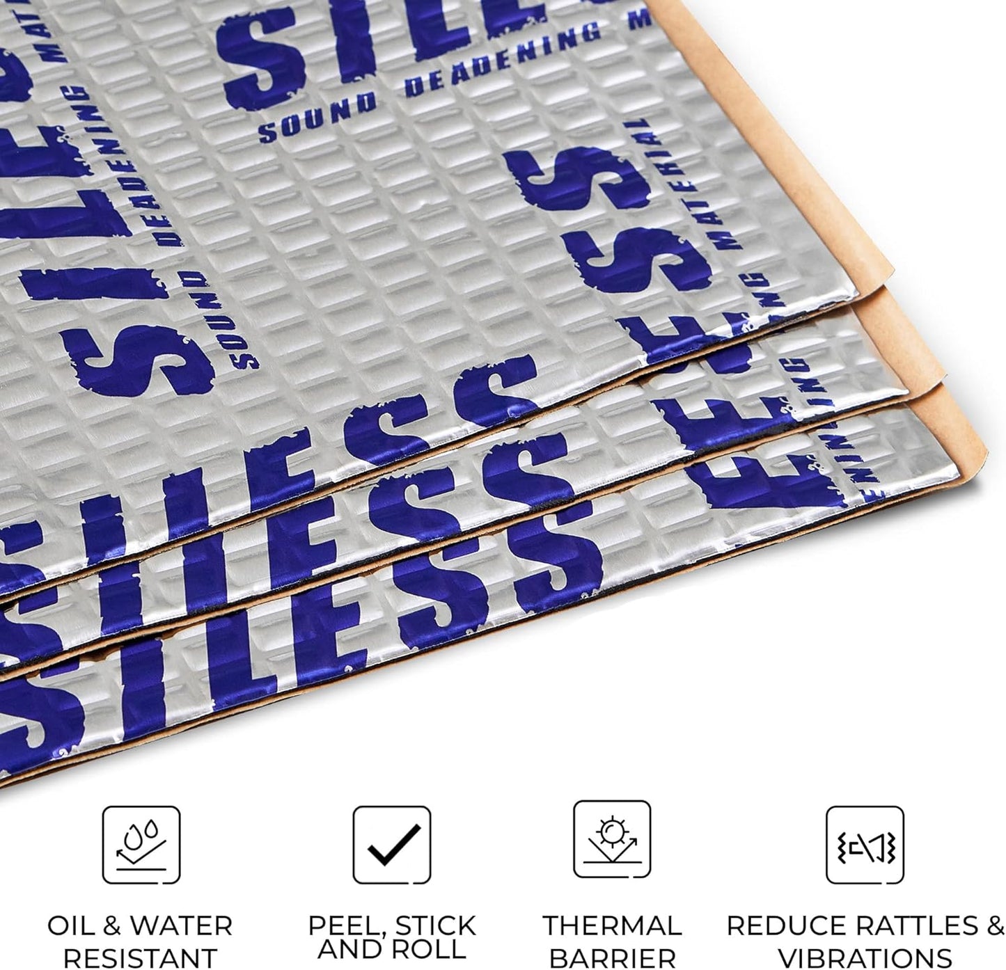 Siless Car Sound Deadening Mat - 50 Mil Butyl Noise Insulation & Vibration Dampening (52 Sq Ft)