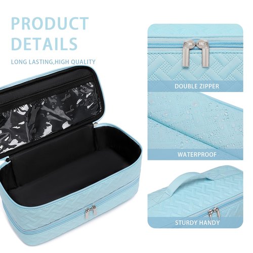 ARLMEGOR Double-Layer Travel Carrying Case for Hair Dryer/Shark Flexstyle/Dyson Airwrap and Hair Styler Attachmentst Portable Storage Organizer Bag Hair Tools Travel Bag (Blue)