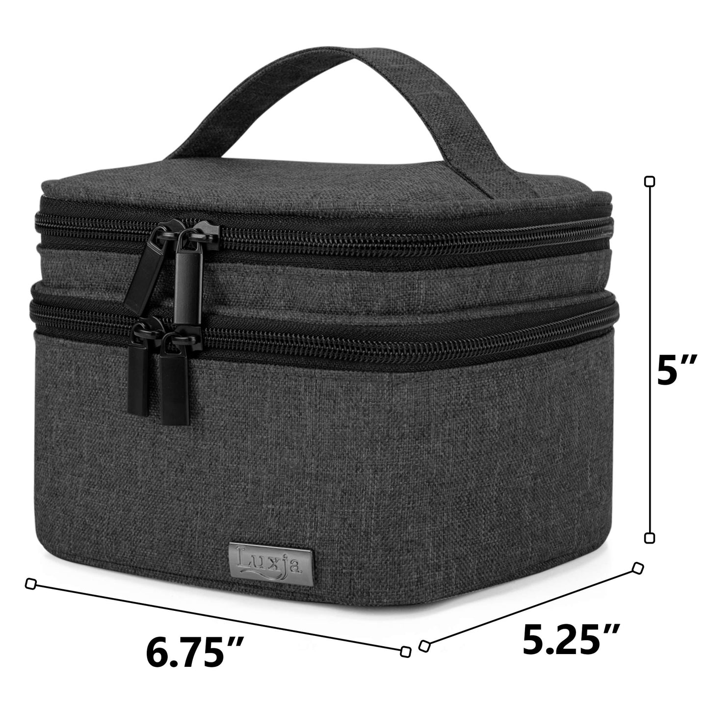 LUXJA Essential Oils Bag - Holds 20 Bottles (5ml-30ml, Also Fits for Roller Bottles), Double-Layer Organizer for Essential Oil and Accessories, Black