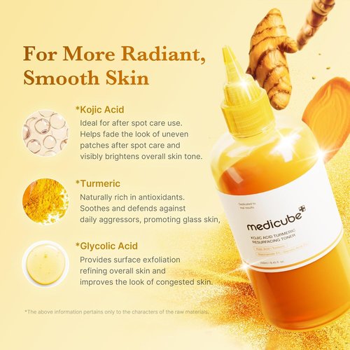Medicube Kojic Acid Turmeric Toner - Lightweight Formula for Even Skin Tone & Texture | 8.45 fl. oz