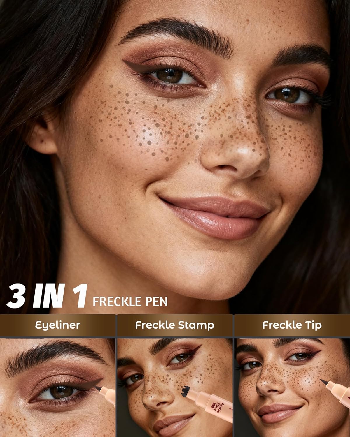 Skiennix 2-in-1 Faux Freckle Stamp Pen - Waterproof Dual-Ended Design with Multiple Stamps & 0.5mm Tip
