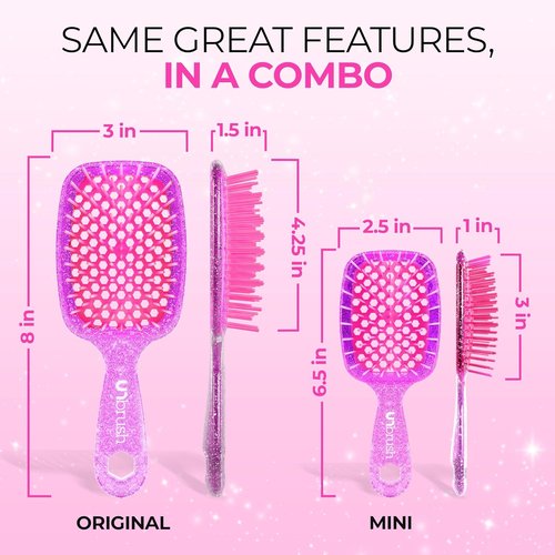 FHI Heat - UNbrush Detangling Brush Combo Pack | Original & Mini Hairbrush for All Hair Types - Pain-Free Styling