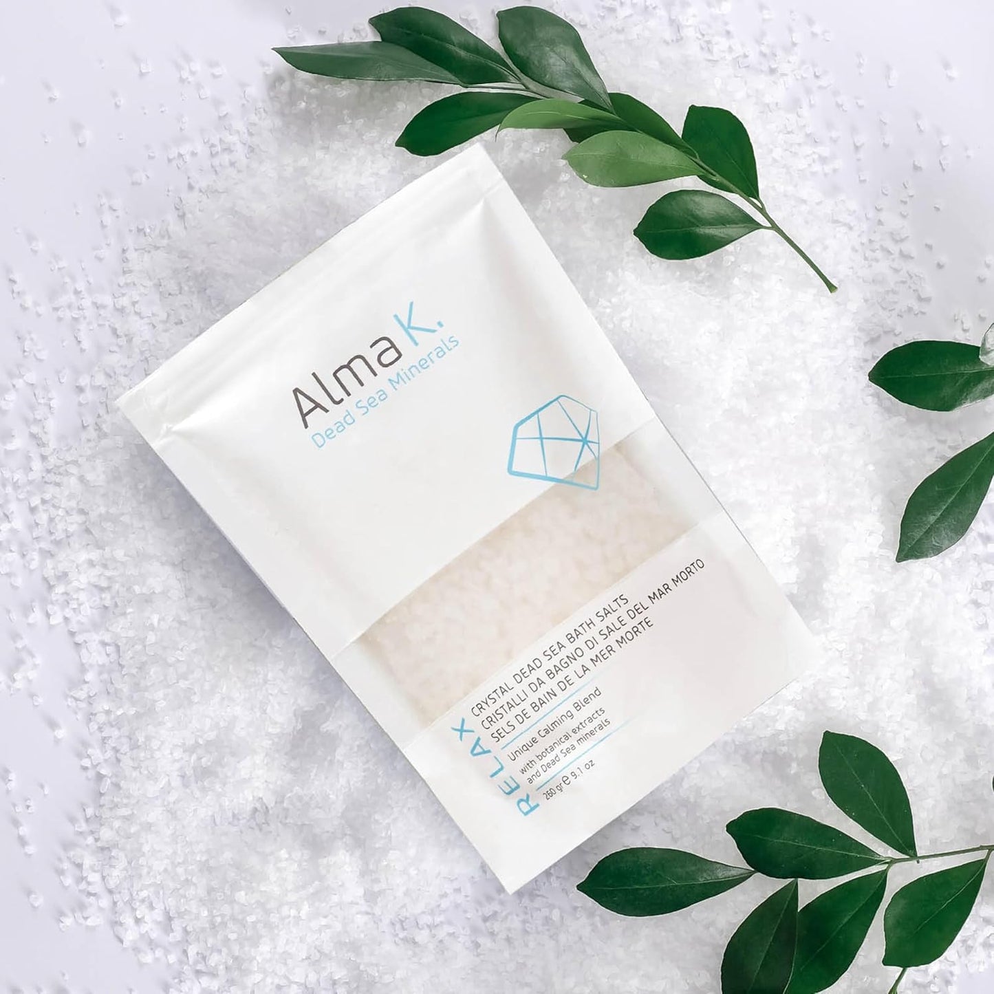 Alma K Crystal Dead Sea Bath Salts - Exfoliate & Hydrate - White Tea & Neroli Scent - 9.1 oz