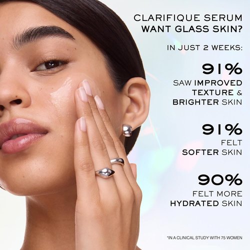 Clarifique Brightening Routine Discovery Set - Mini Clarifique Double Treatment Essence 1.7 Fl Oz, Full-Size Clarifique Pro-Solution Serum 1.0 Fl Oz, Mini UV Expert Defense SPF 50+ 0.33 Fl Oz