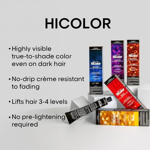 L'Oréal Technique HiColor Permanent Hair Color - Rich Browns & Blondes, Lifts Dark Hair, No Brassiness