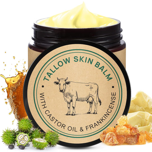 Skiennix Face Balm - Organic Tallow & Castor Oil with Frankincense | 100% Grass-Fed, Age-Defying Moisturizer for Sensitive & Dry Skin