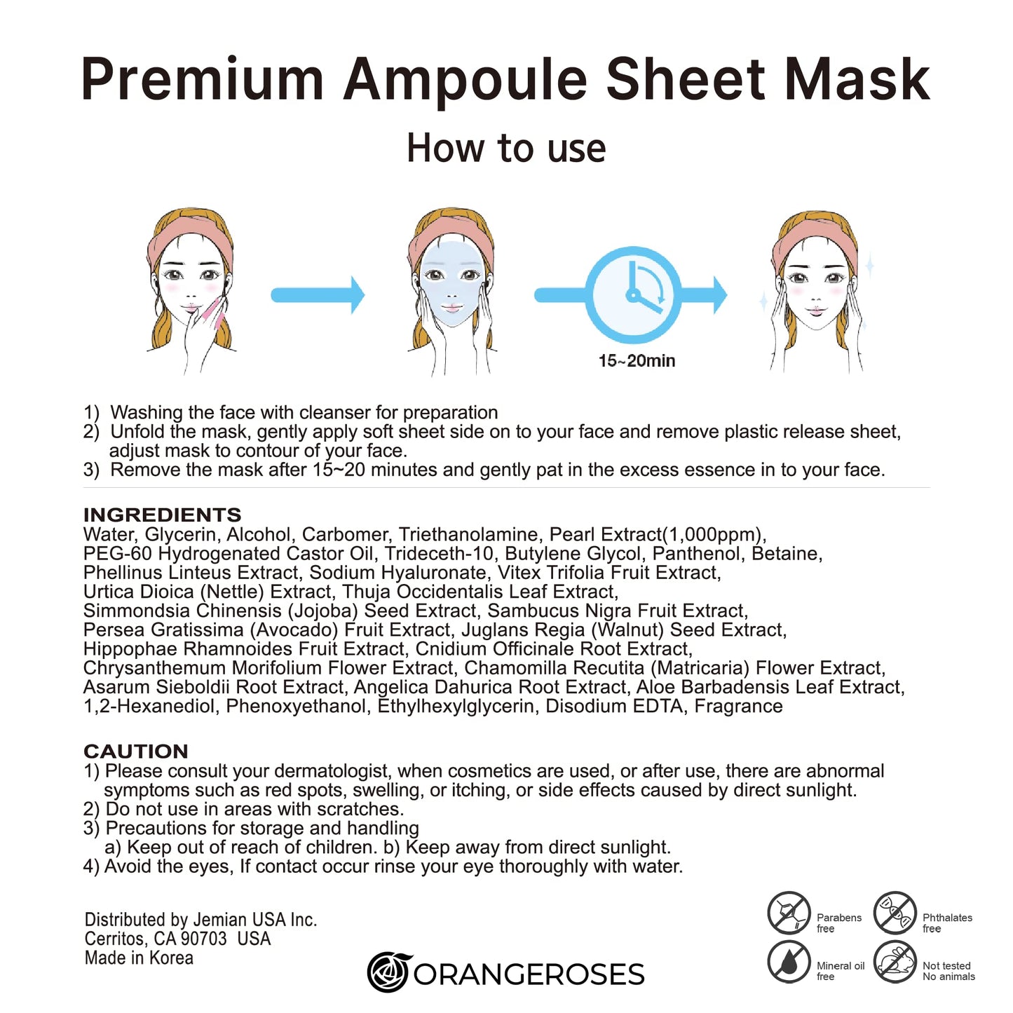 Orangeroses 30 Pcs Combo Vital Ampoule Sheet Mask, Korean Facial Skincare Sheet | Simple & Effective Skincare Routine | Moisturization | Wrinkle Care | Brightening (30 Pcs Combo)