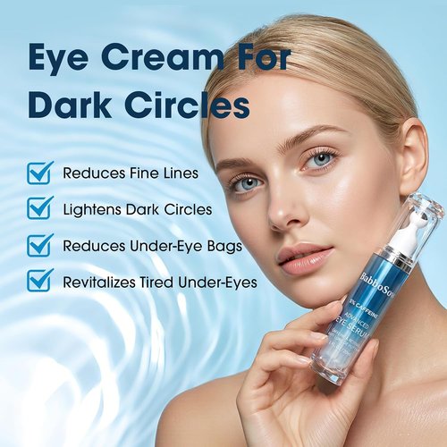 Regine Switzerland Eye Cream - 5% Caffeine & Retinol for Dark Circles & Puffiness | 0.75 Fl. oz with 360° Massage Roller