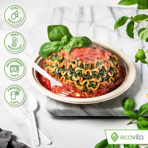 Ecovita 100% Compostable Paper Plates - 9-Inch Eco-Friendly, Sturdy & Heat Resistant | 150 Count