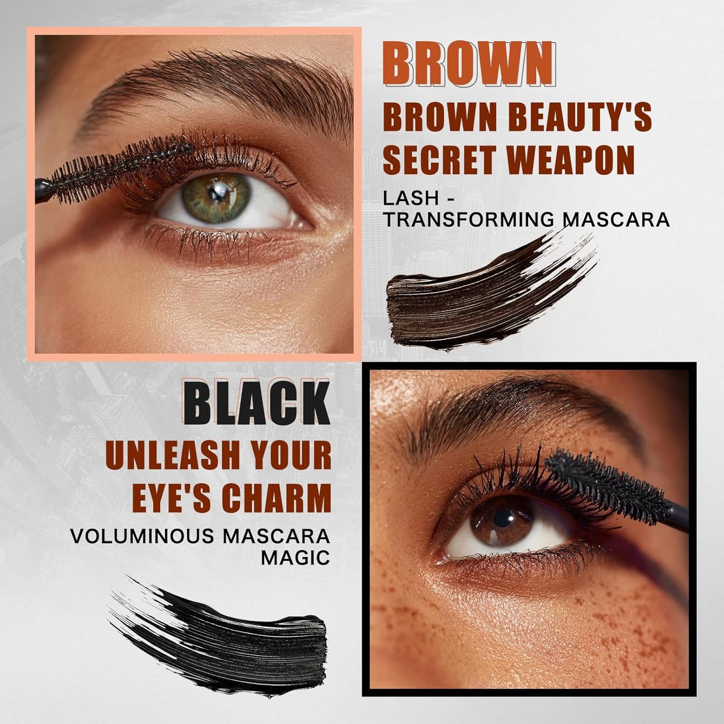 Skiennix Women's Tubing Mascara - 2-in-1 Black & Brown, Volumizing, Waterproof, Hypoallergenic