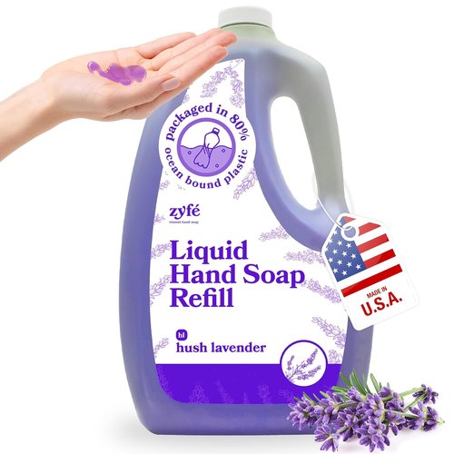 Hush Lavender Liquid Hand Soap Refill - Non-Toxic, Plant-Derived & Vitamin Infused - 64oz Kitchen & Bathroom Essentials