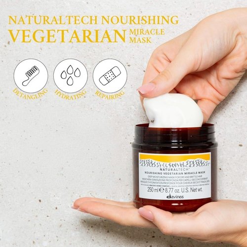 Davines Naturaltech Nourishing Miracle Mask - Hydrating & Restructuring Treatment for Dry Hair | 8.45 Fl Oz