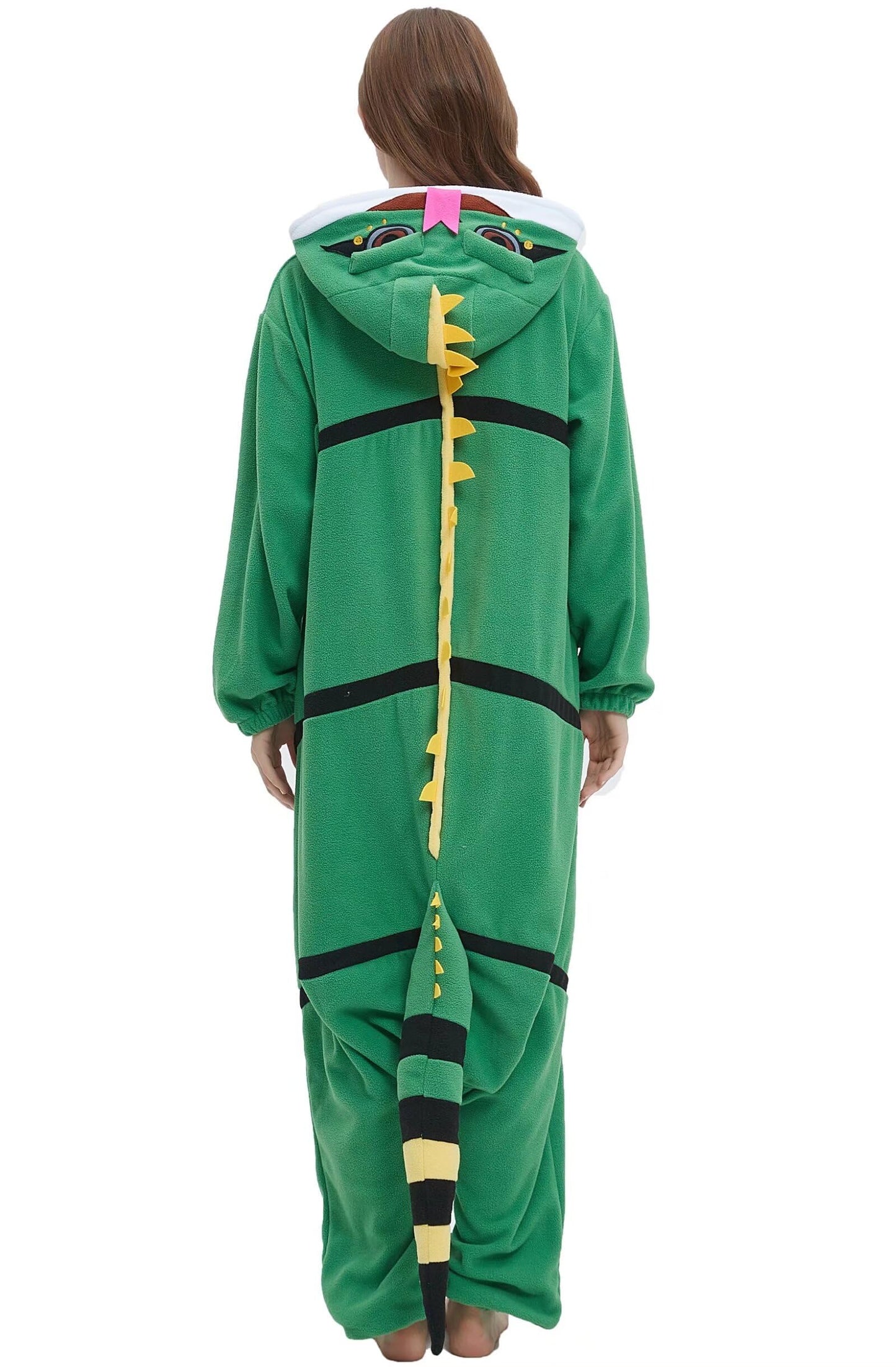 DarkCom Unisex Adult Cosplay Green Lizard Onesie Halloween Costume Christmas Pajamas for Women Men Medium