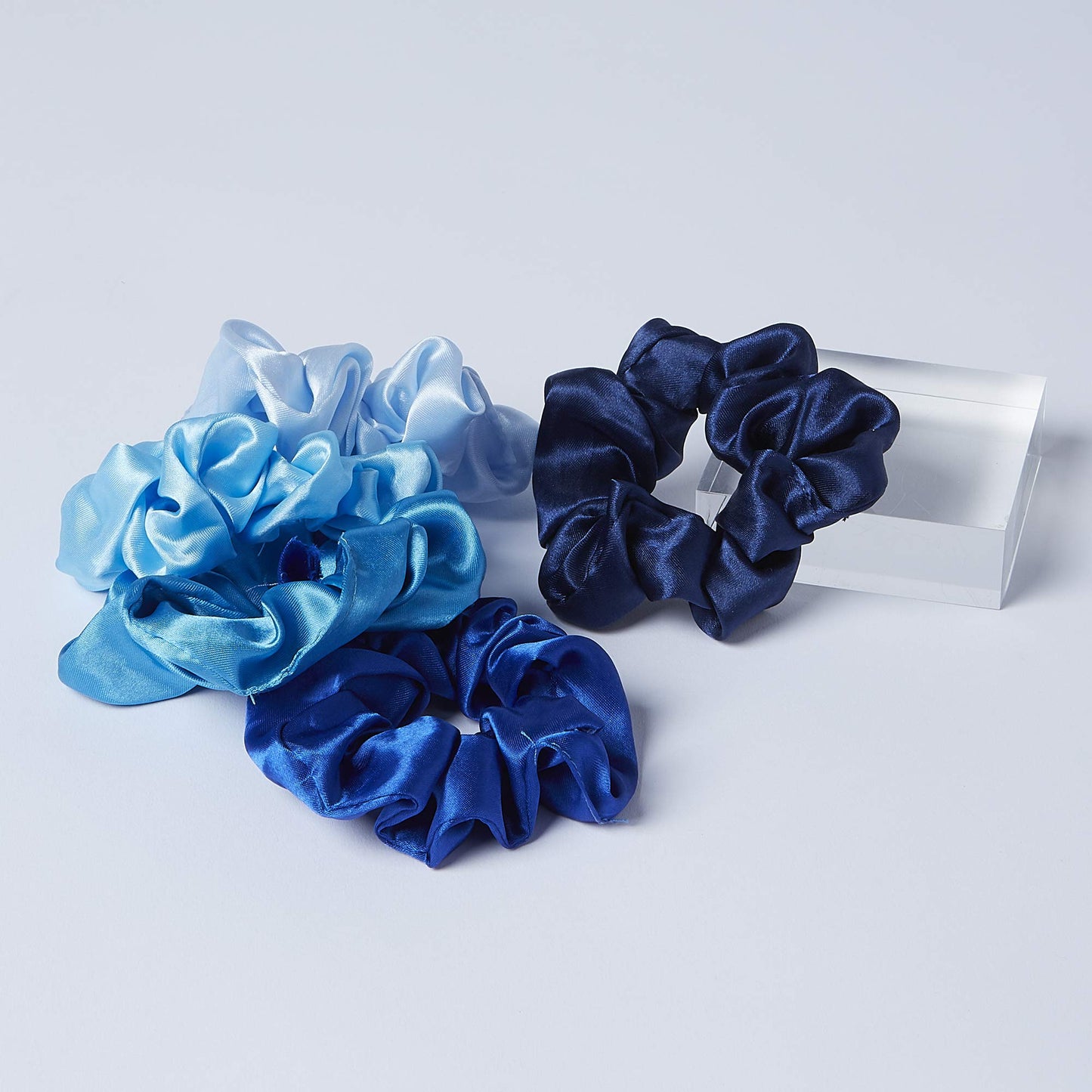 Hadley Wren Women's Scrunchie Collection, 5 Piece Set, Satin Blues, One Size