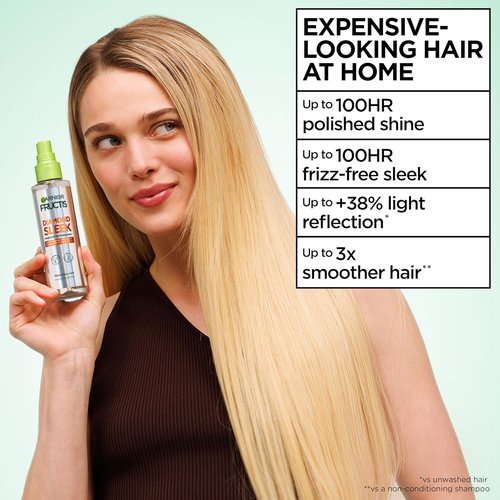 Garnier Fructis Hair Shine Spray - Frizz Control & Heat Protectant with Vegan Keratin, 4.6 Fl Oz