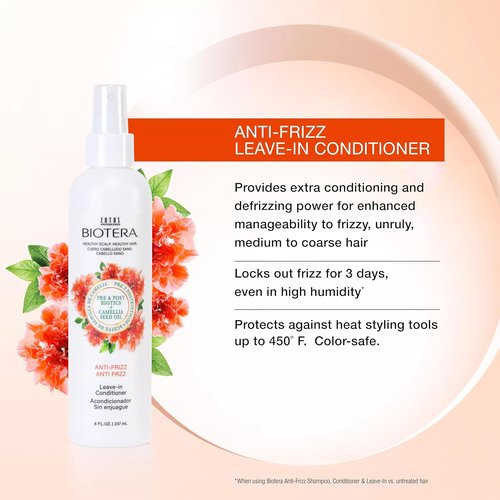 BIOTERA Anti Frizz Leave-In Conditioner - Intense Smoothing for Frizzy Hair | Vegan, Cruelty-Free & Color-Safe