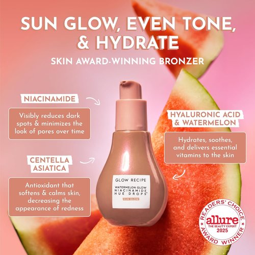 Glow Recipe Hue Drops - Tinted Face Serum & Bronzing Drops with Niacinamide | Radiant Warm Glow (40ml)