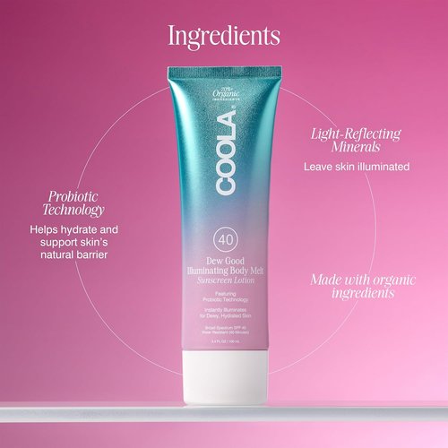 COOLA Organic Dew Good Illuminating Probiotic Serum - SPF 30 Sunscreen with BlueScreen Tech | 1.15 Fl Oz