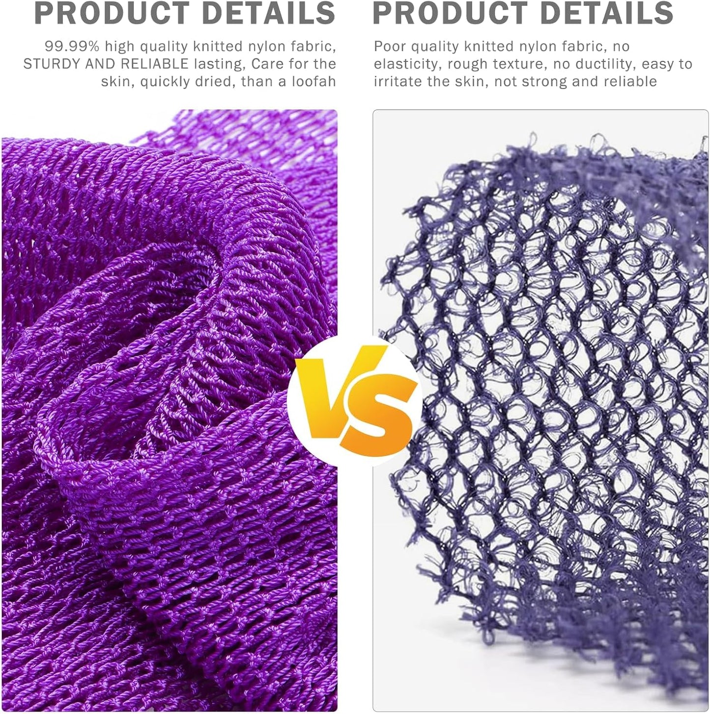 UJFQBH Exfoliating Body Scrubber - Authentic African Net Sponge Set for Deep Cleansing | 2-Piece (Rose Red & Purple)