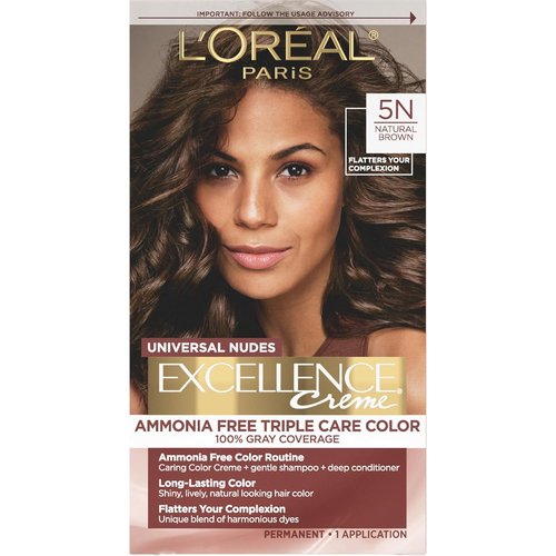 L’Oreal Paris Excellence Hair Color - Ammonia-Free Gray Coverage, 5N Natural Brown, 1 Kit